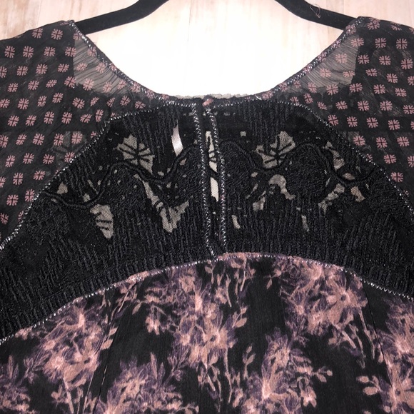 Free People Long Sleeve Printed Sheer Dress. - Picture 12 of 12